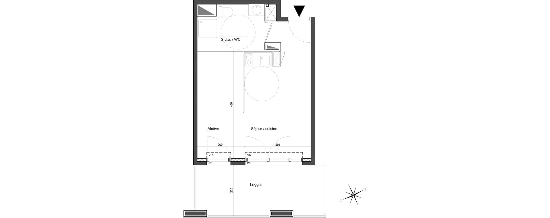 Appartement T1 de 30,60 m2 &agrave; Carros Centre