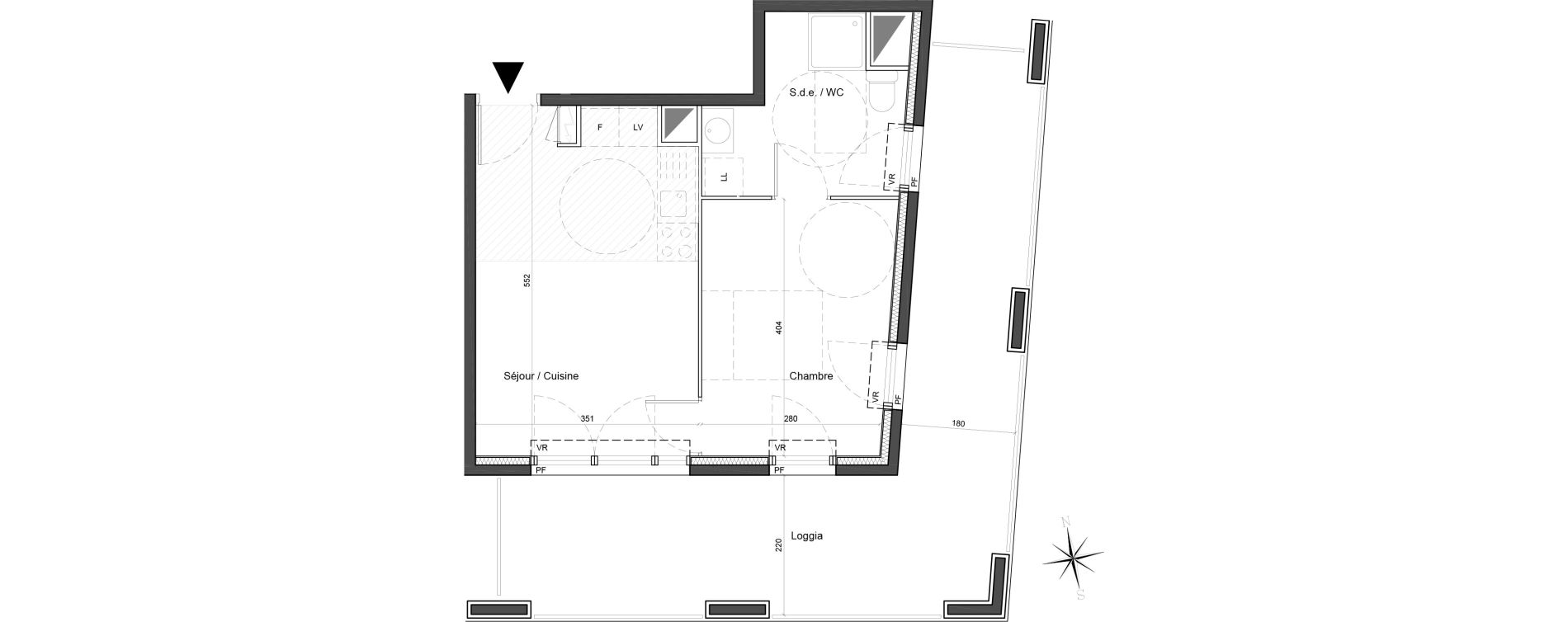 Appartement T2 de 37,80 m2 &agrave; Carros Centre
