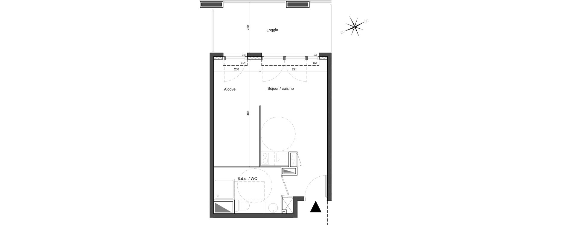 Appartement T1 de 30,60 m2 &agrave; Carros Centre