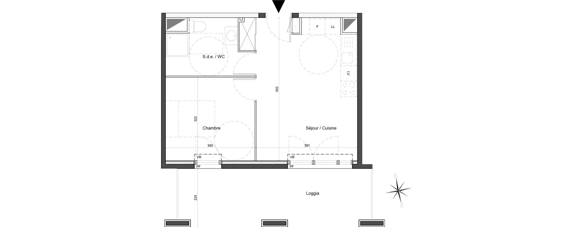 Appartement T2 de 39,20 m2 &agrave; Carros Centre