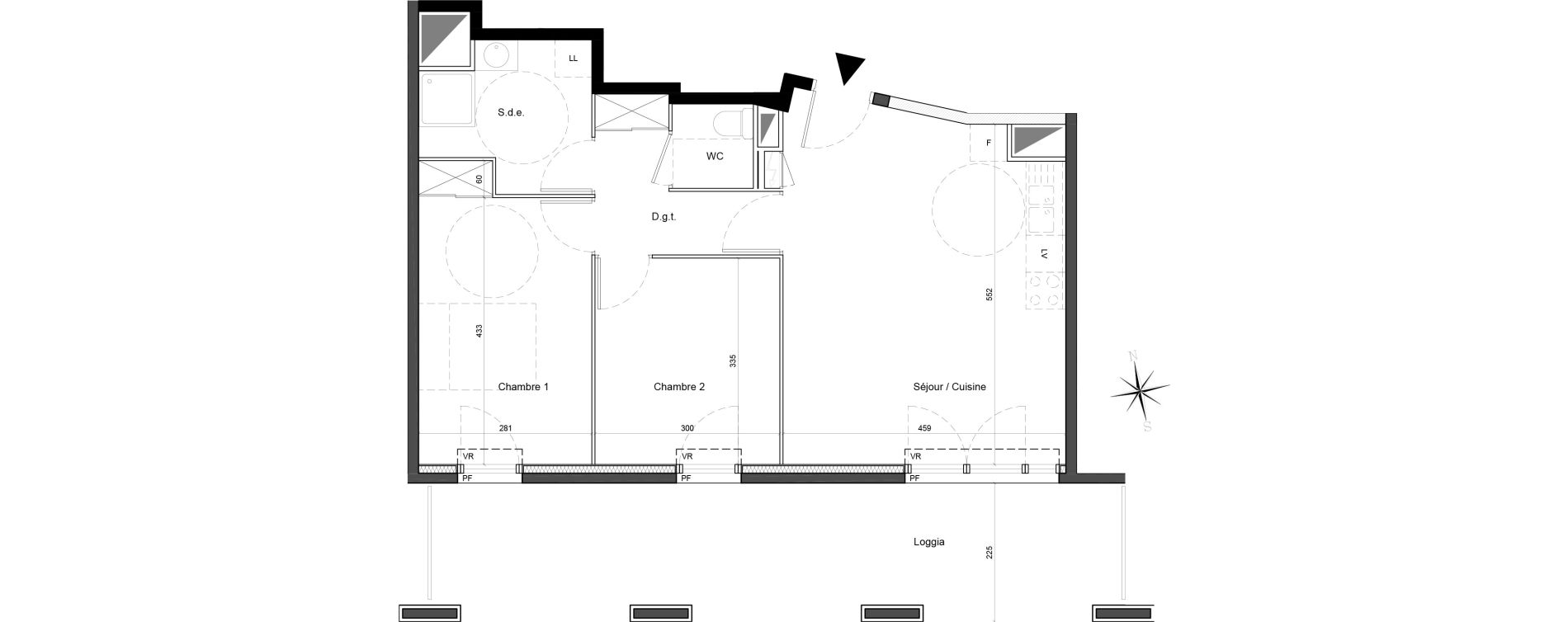 Appartement T3 de 61,20 m2 &agrave; Carros Centre