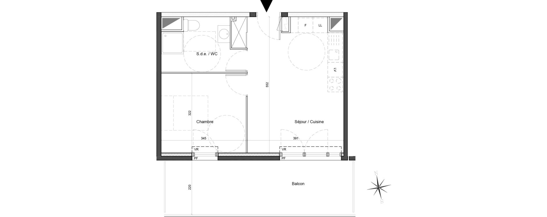 Appartement T2 de 39,20 m2 &agrave; Carros Centre