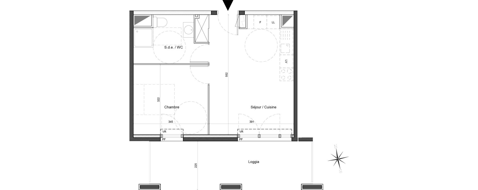 Appartement T2 de 39,20 m2 &agrave; Carros Centre