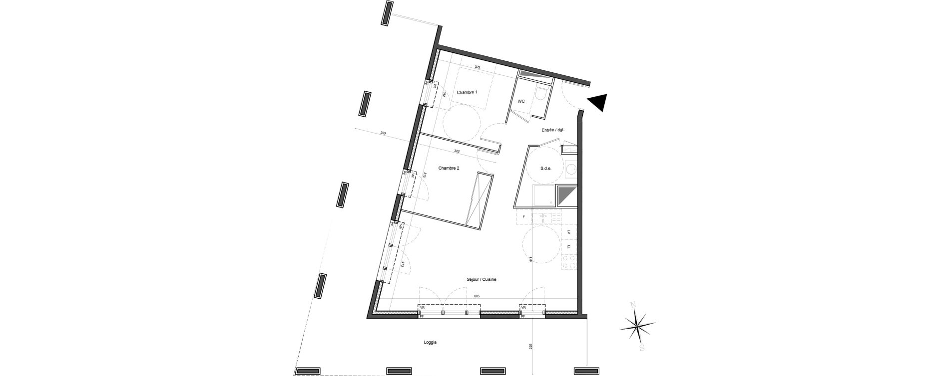 Appartement T3 de 64,60 m2 &agrave; Carros Centre