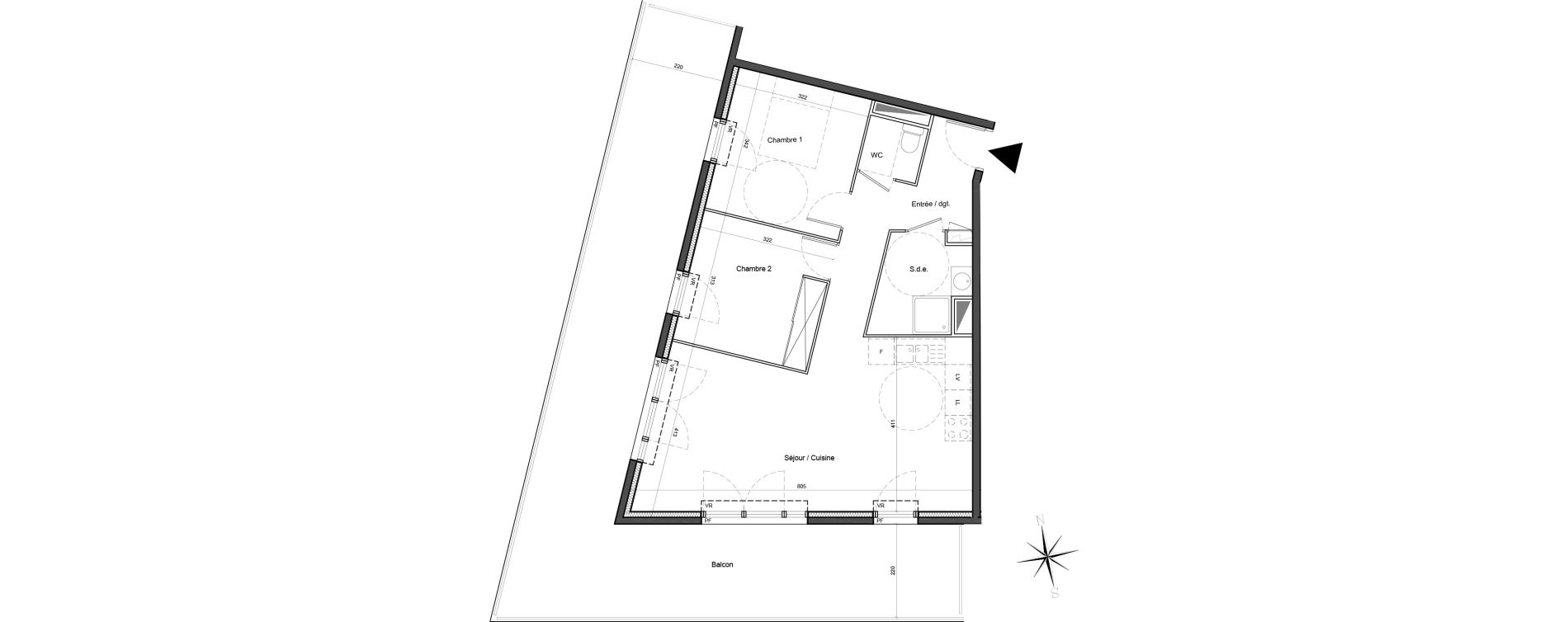Appartement T3 de 64,90 m2 &agrave; Carros Centre