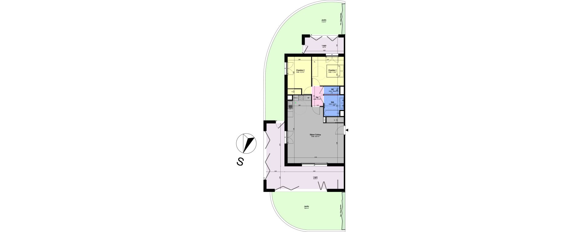 Appartement T3 de 69,29 m2 &agrave; Ch&acirc;teauneuf-Grasse Centre