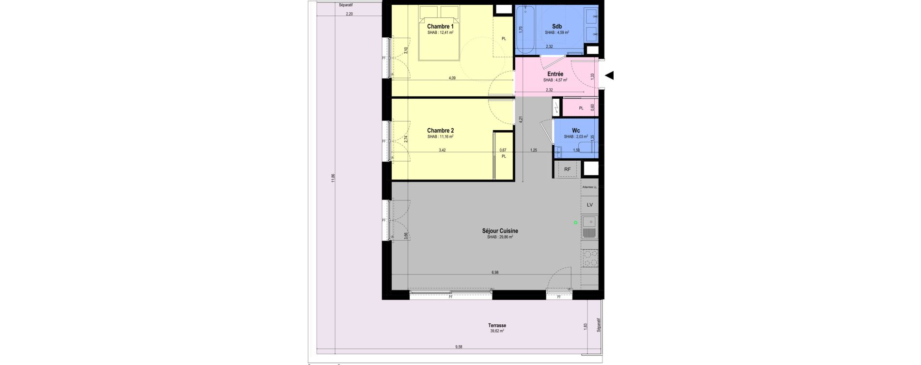 Appartement T3 de 64,62 m2 &agrave; Ch&acirc;teauneuf-Grasse Centre