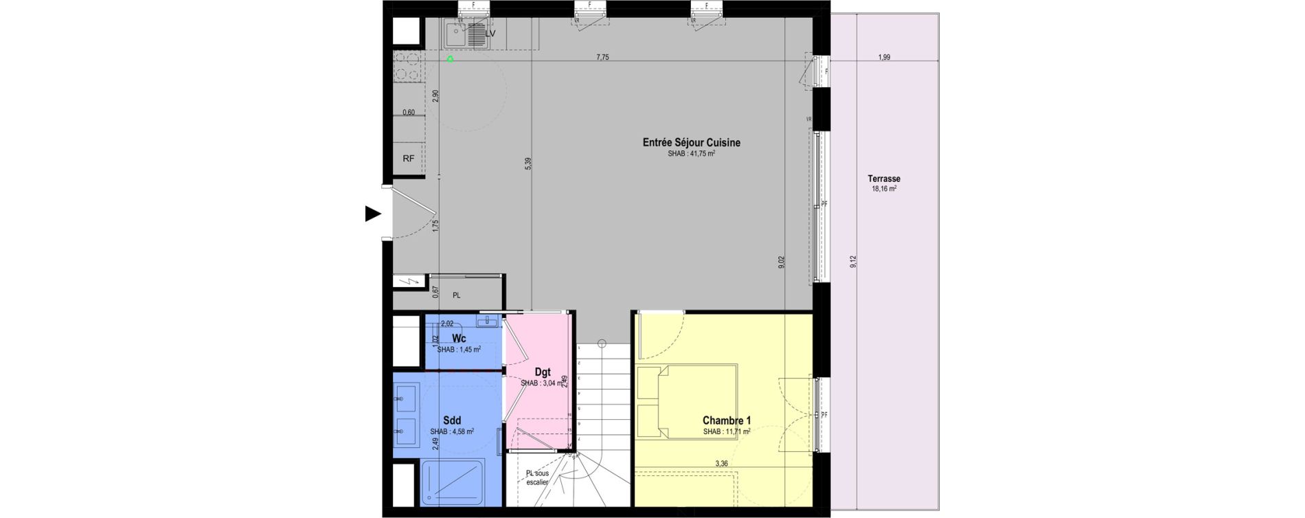 Appartement T5 de 124,04 m2 &agrave; Ch&acirc;teauneuf-Grasse Centre