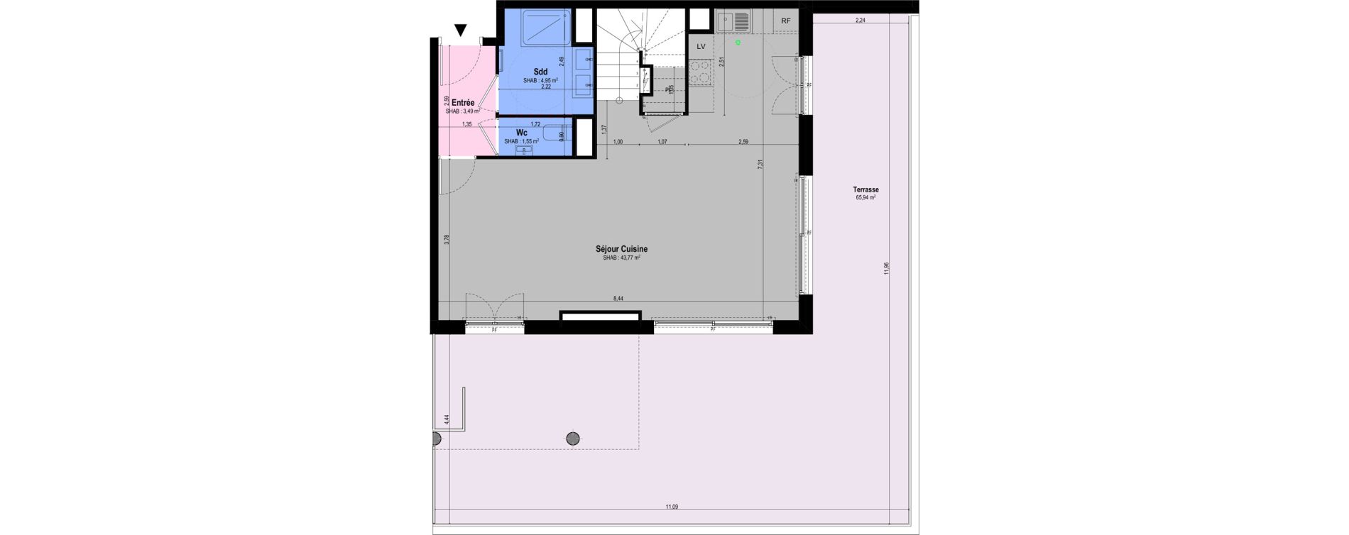 Appartement T4 de 107,09 m2 &agrave; Ch&acirc;teauneuf-Grasse Centre