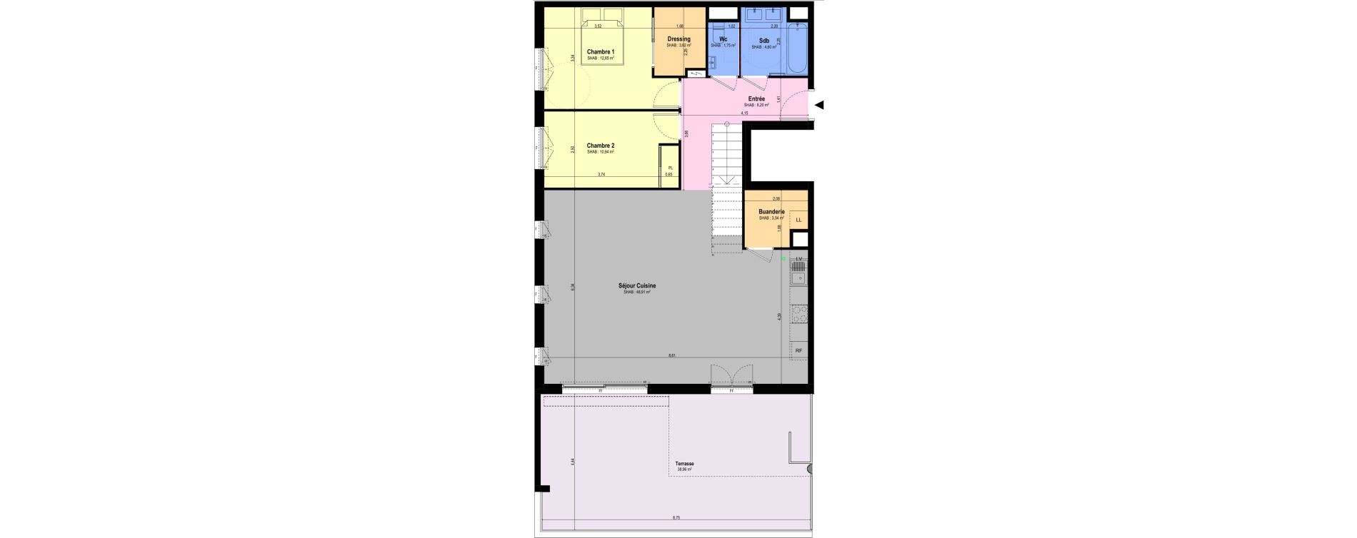 Appartement T4 de 122,82 m2 &agrave; Ch&acirc;teauneuf-Grasse Centre