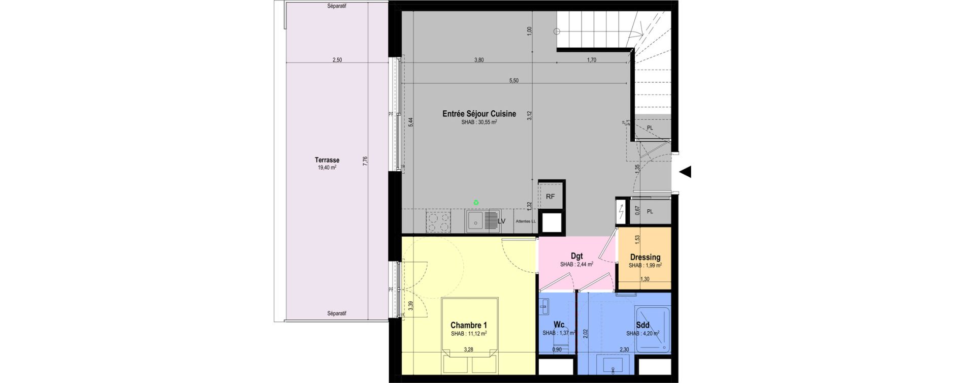 Appartement T4 de 105,15 m2 &agrave; Ch&acirc;teauneuf-Grasse Centre