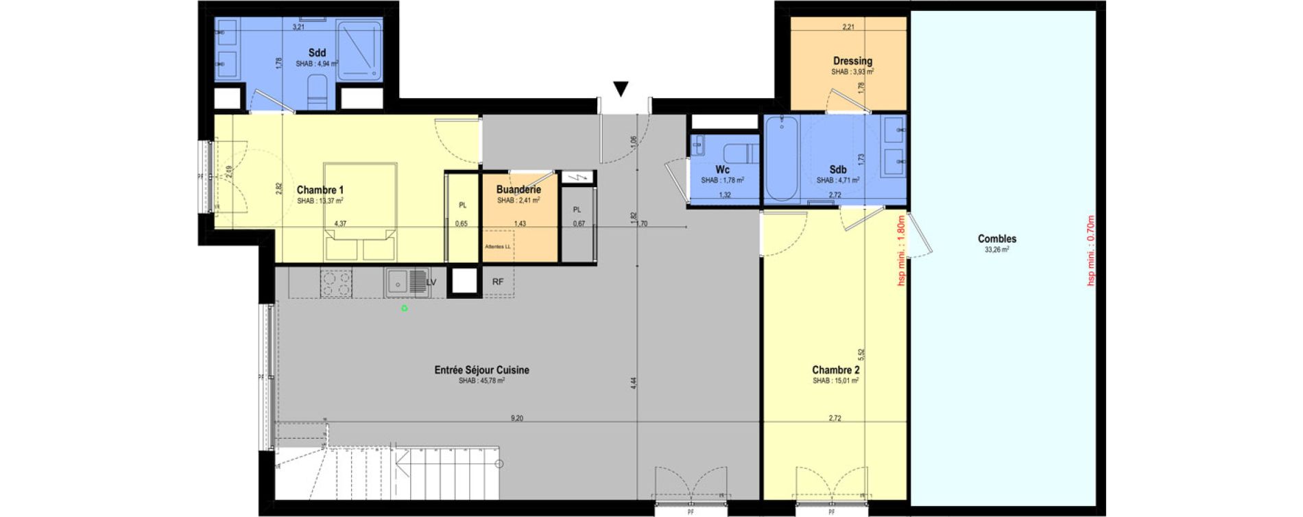 Appartement T4 de 110,39 m2 &agrave; Ch&acirc;teauneuf-Grasse Centre