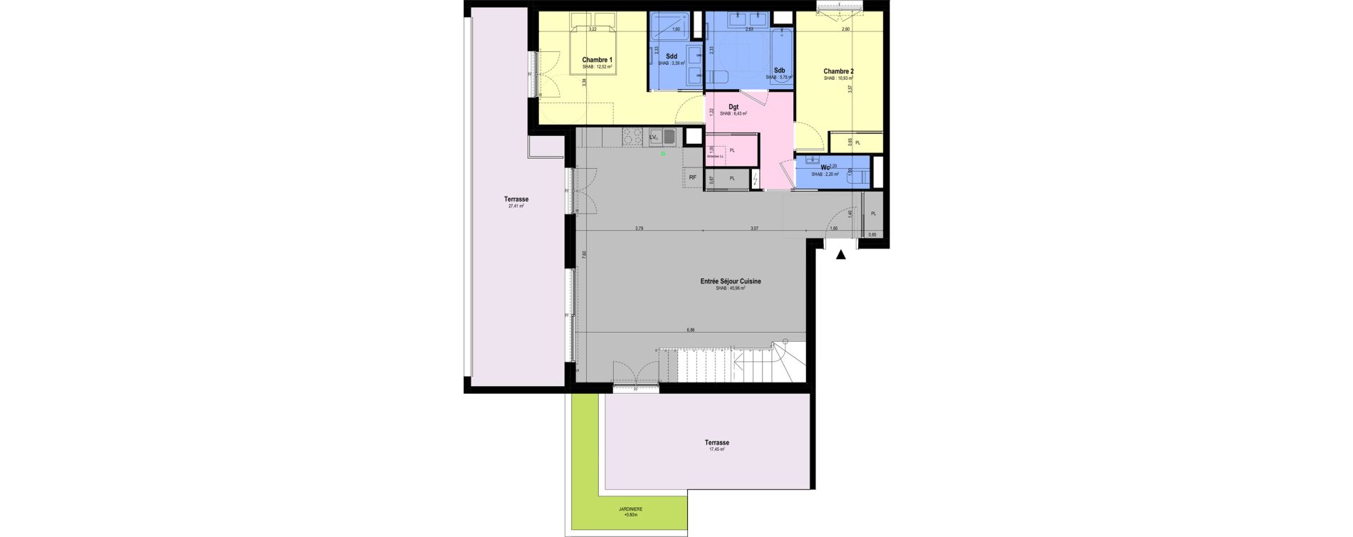 Appartement T4 de 117,27 m2 &agrave; Ch&acirc;teauneuf-Grasse Centre