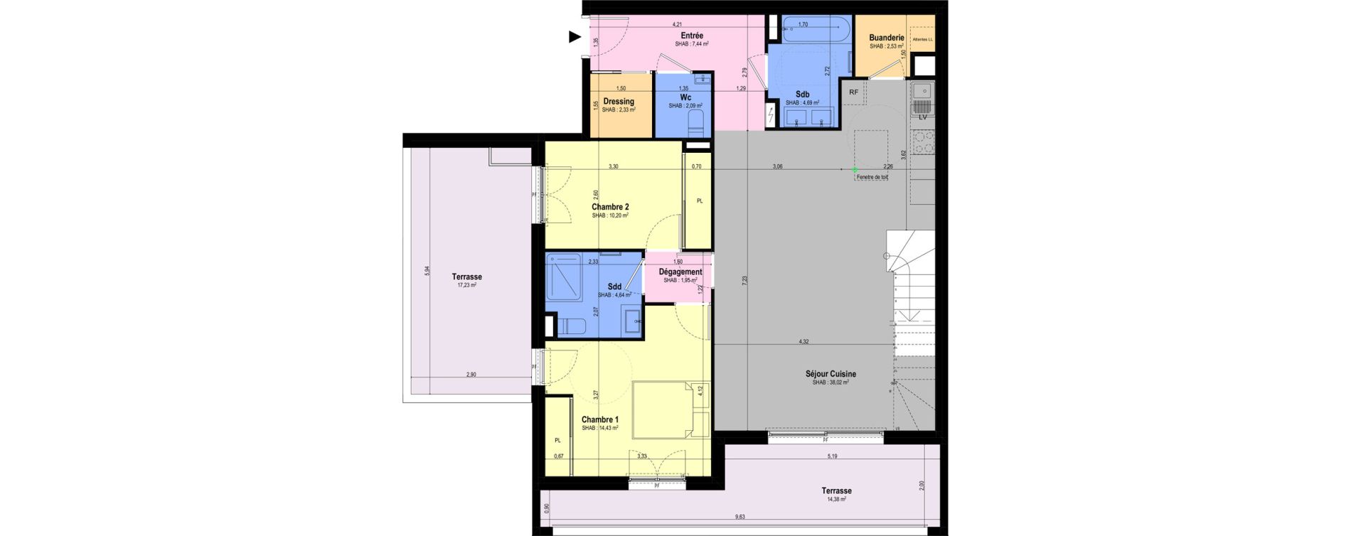 Appartement T4 de 110,62 m2 &agrave; Ch&acirc;teauneuf-Grasse Centre