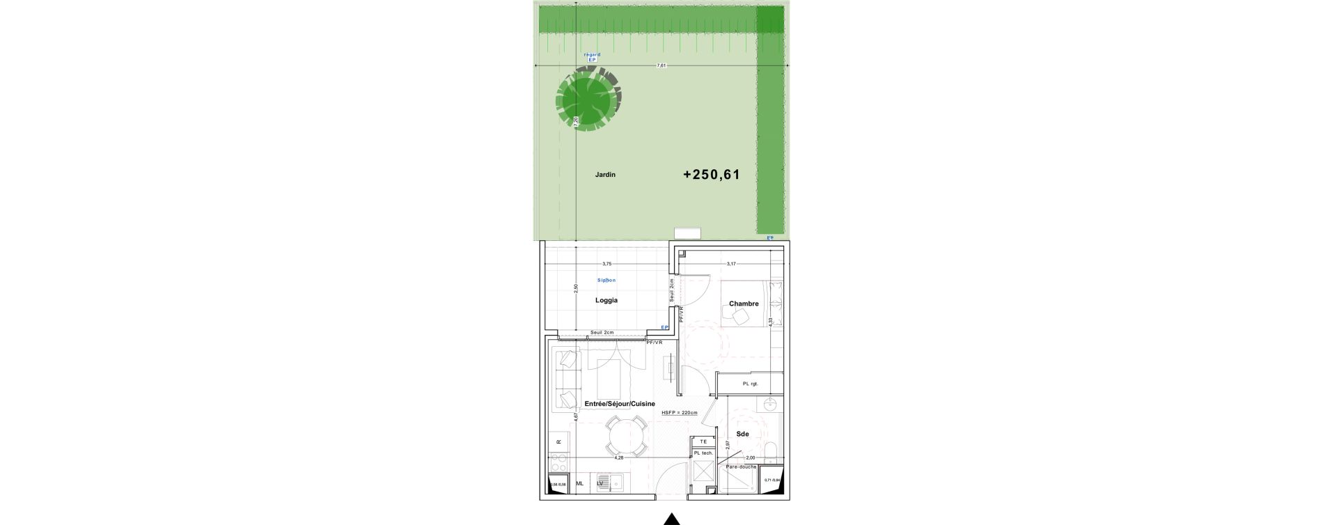 Appartement T2 de 39,68 m2 &agrave; Ch&acirc;teauneuf-Grasse Centre