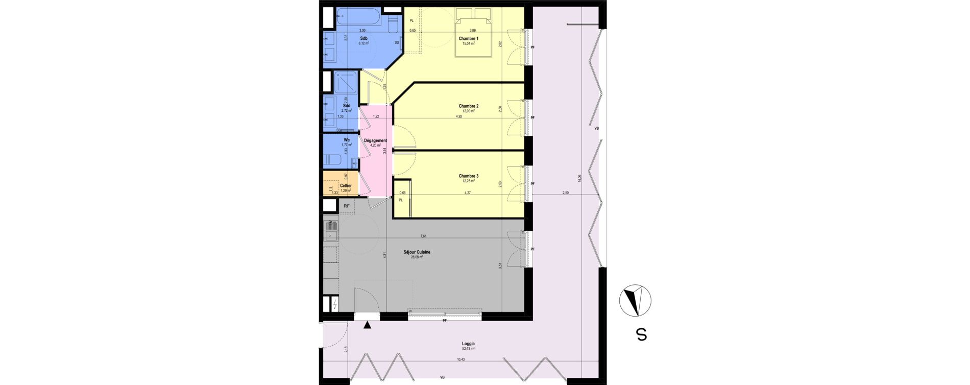 Appartement T4 de 83,47 m2 &agrave; Ch&acirc;teauneuf-Grasse Centre