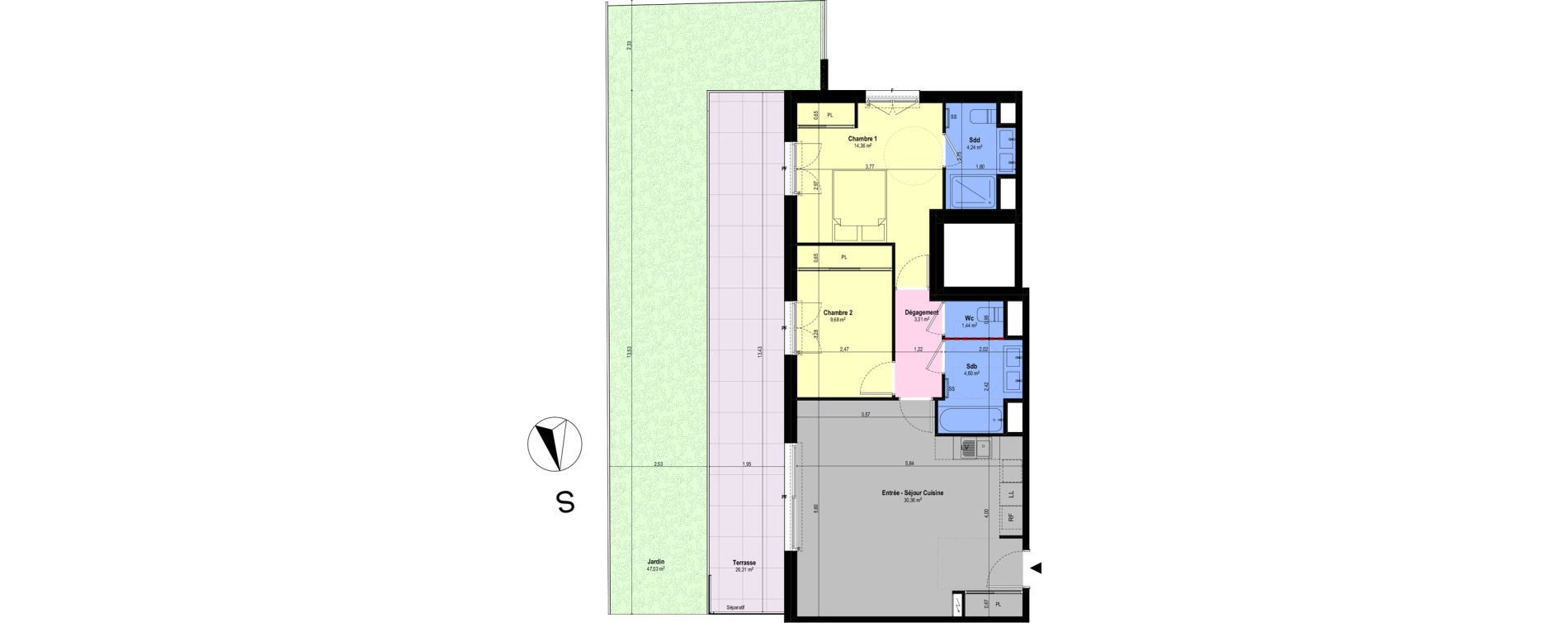 Appartement T3 de 67,99 m2 &agrave; Ch&acirc;teauneuf-Grasse Centre