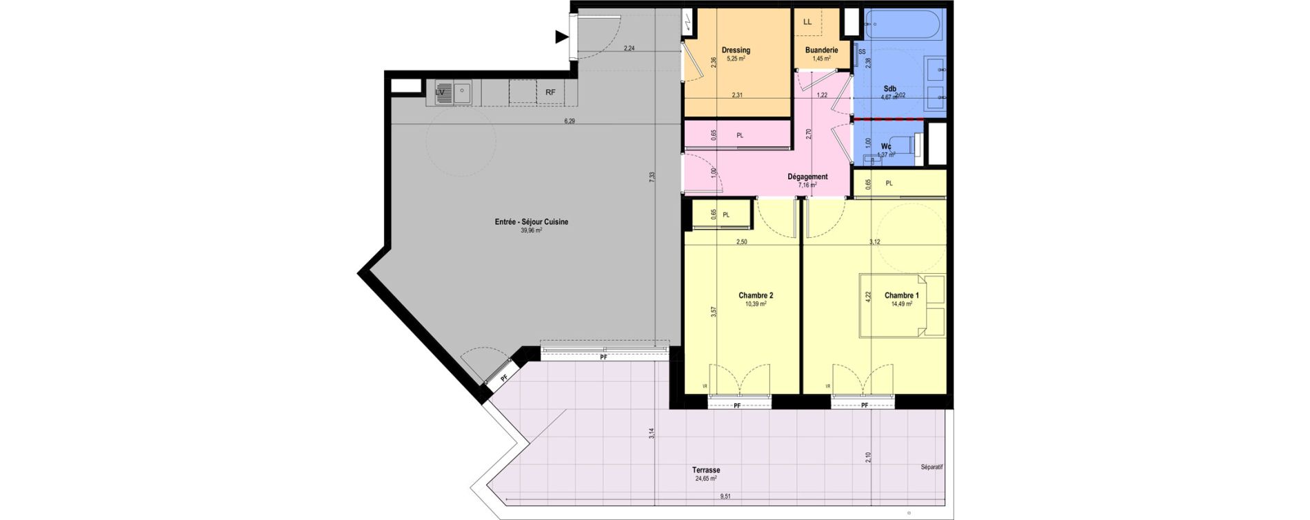 Appartement T3 de 84,74 m2 &agrave; Ch&acirc;teauneuf-Grasse Centre