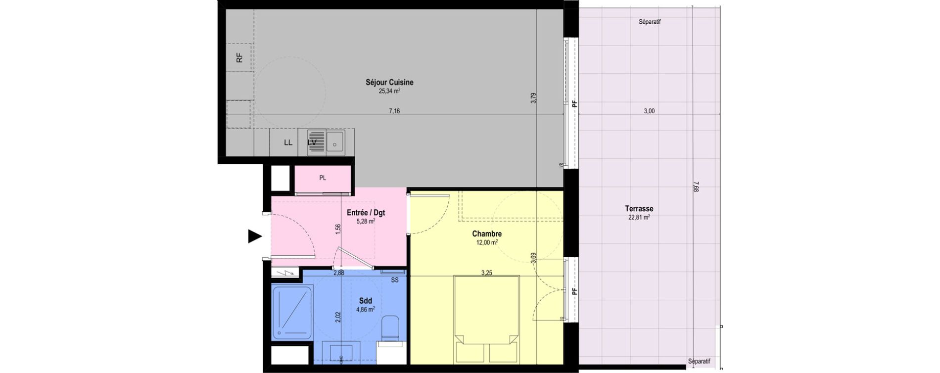 Appartement T2 de 47,48 m2 &agrave; Ch&acirc;teauneuf-Grasse Centre
