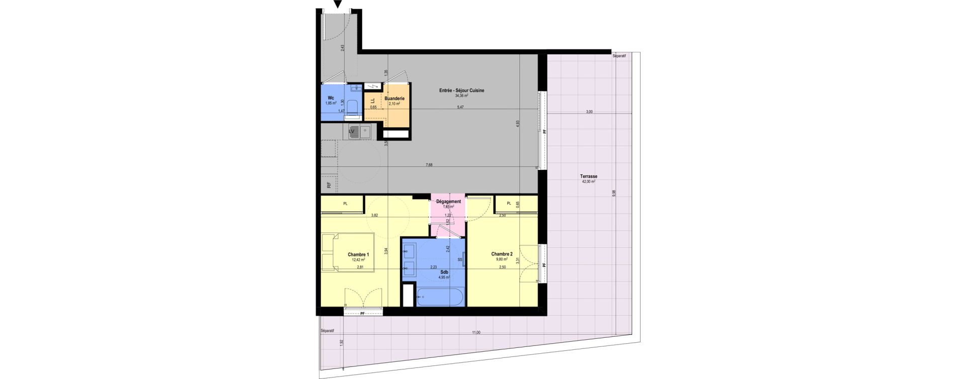 Appartement T3 de 67,33 m2 &agrave; Ch&acirc;teauneuf-Grasse Centre