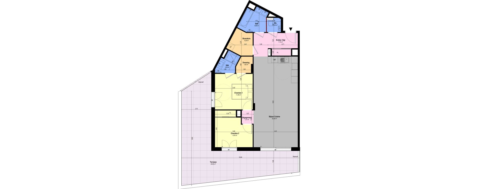 Appartement T3 de 78,19 m2 &agrave; Ch&acirc;teauneuf-Grasse Centre