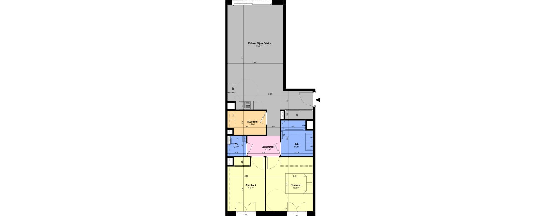 Appartement T3 de 69,57 m2 &agrave; Ch&acirc;teauneuf-Grasse Centre