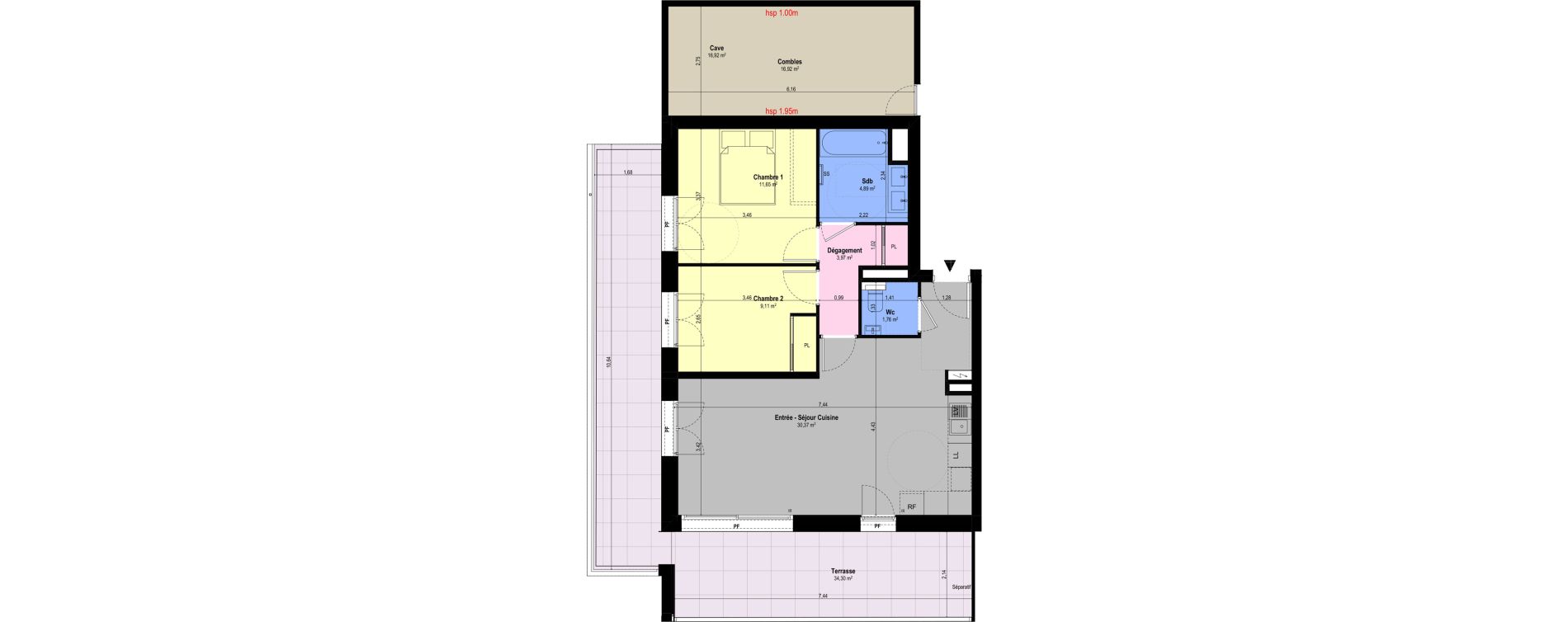 Appartement T3 de 61,75 m2 &agrave; Ch&acirc;teauneuf-Grasse Centre