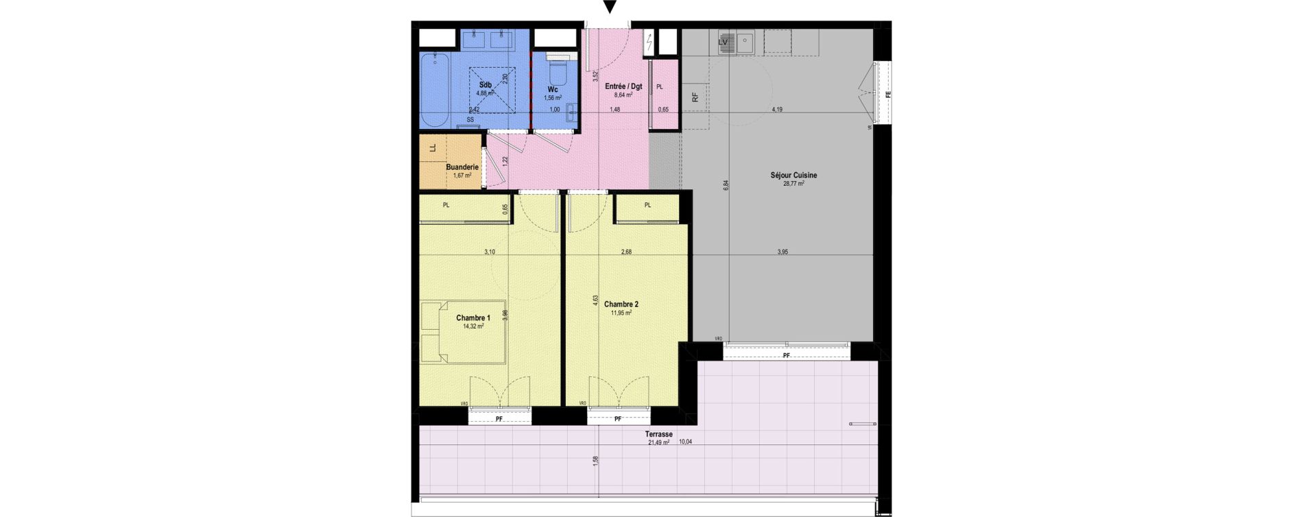 Appartement T3 de 71,79 m2 &agrave; Ch&acirc;teauneuf-Grasse Centre