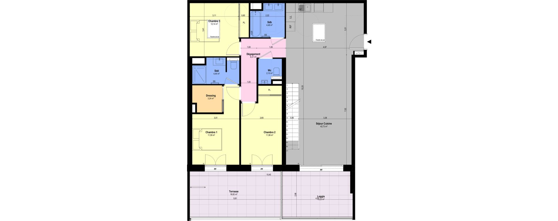 Appartement T5 de 125,93 m2 &agrave; Ch&acirc;teauneuf-Grasse Centre