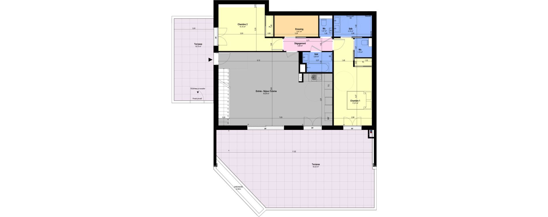 Appartement T4 de 121,72 m2 &agrave; Ch&acirc;teauneuf-Grasse Centre