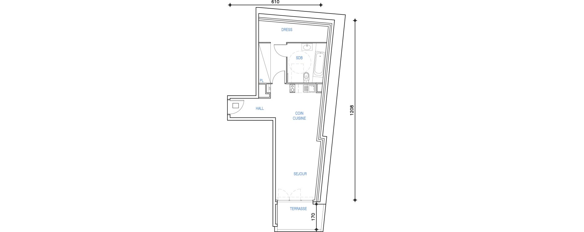 Appartement T1 de 44,44 m2 &agrave; Ch&acirc;teauneuf-Grasse Centre