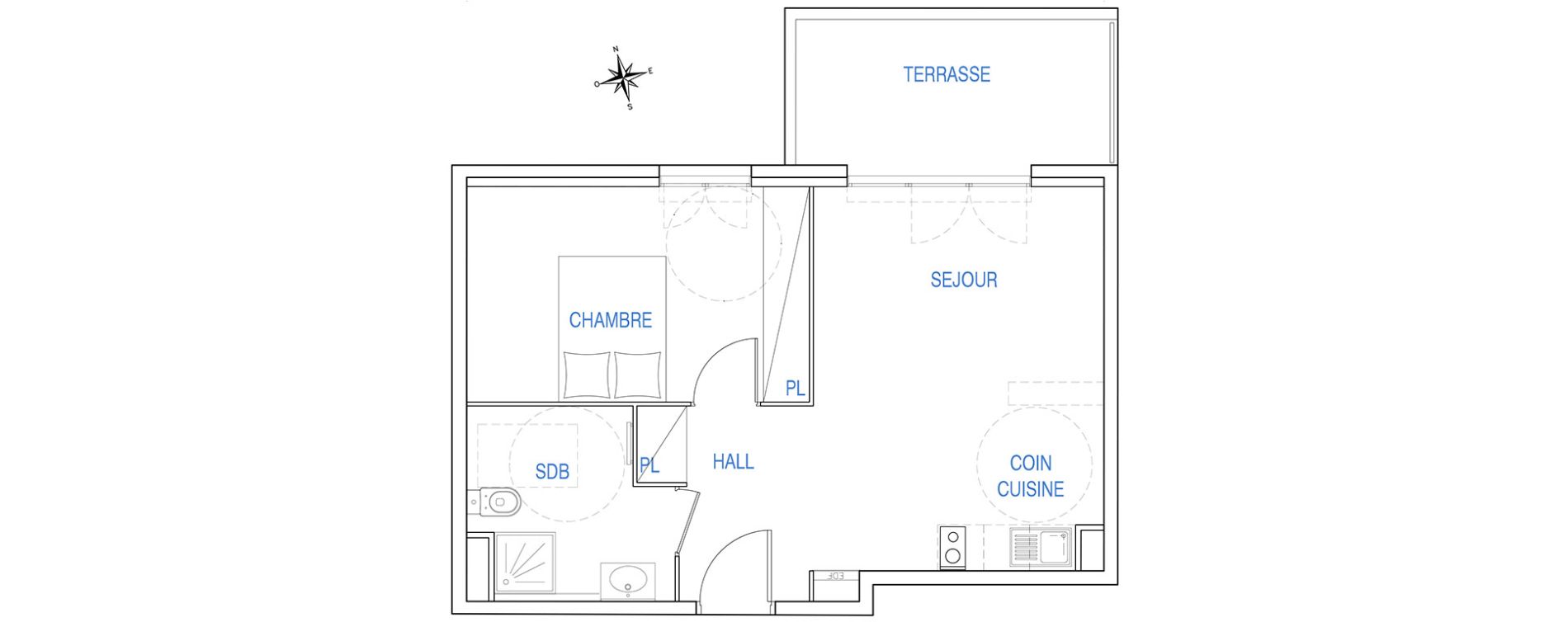 Appartement T2 de 42,35 m2 &agrave; Ch&acirc;teauneuf-Grasse Centre