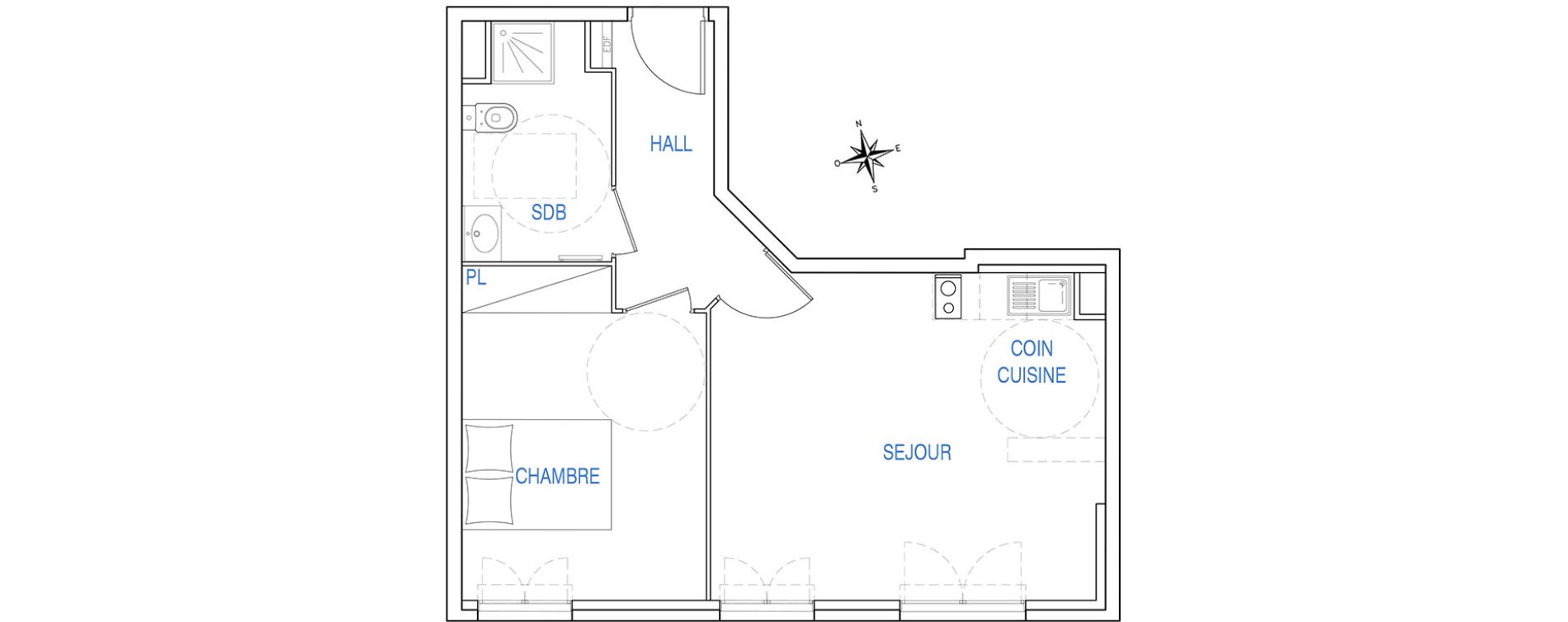 Appartement T2 de 43,42 m2 &agrave; Ch&acirc;teauneuf-Grasse Centre