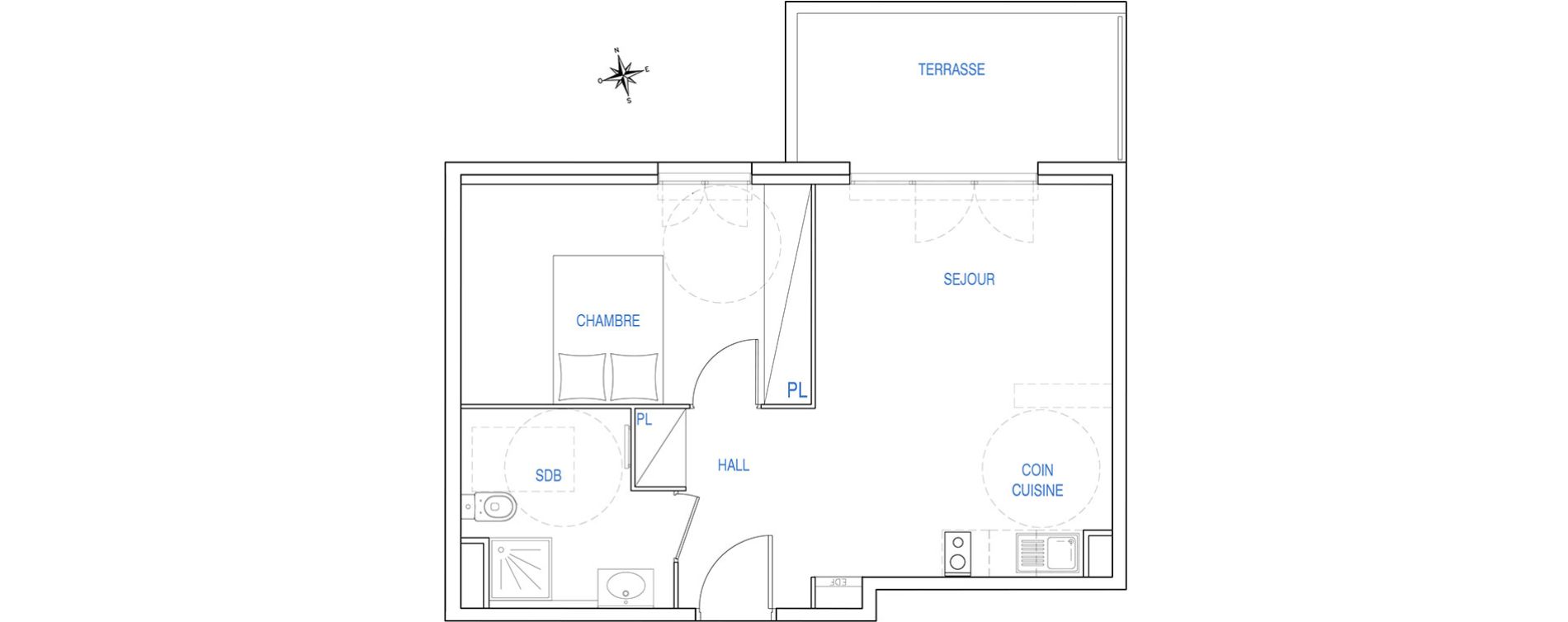 Appartement T2 de 42,35 m2 &agrave; Ch&acirc;teauneuf-Grasse Centre