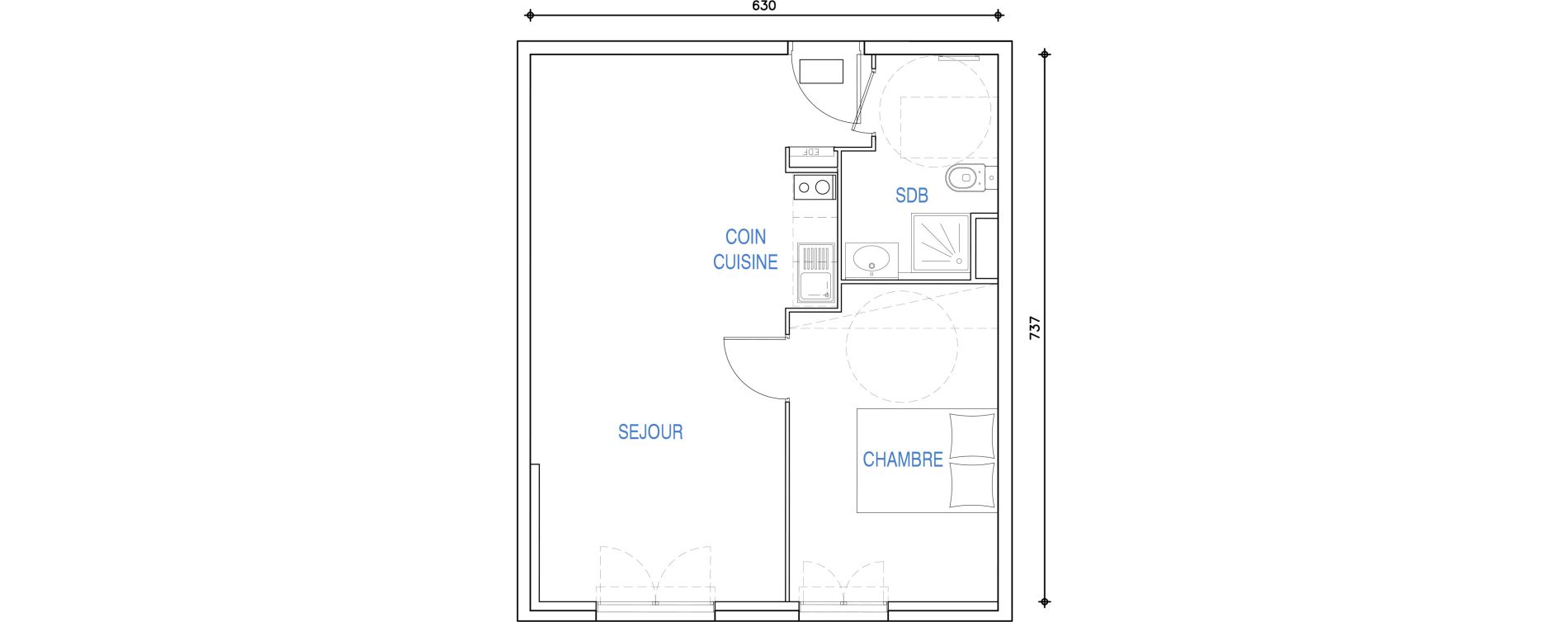 Appartement T2 de 45,08 m2 &agrave; Ch&acirc;teauneuf-Grasse Centre