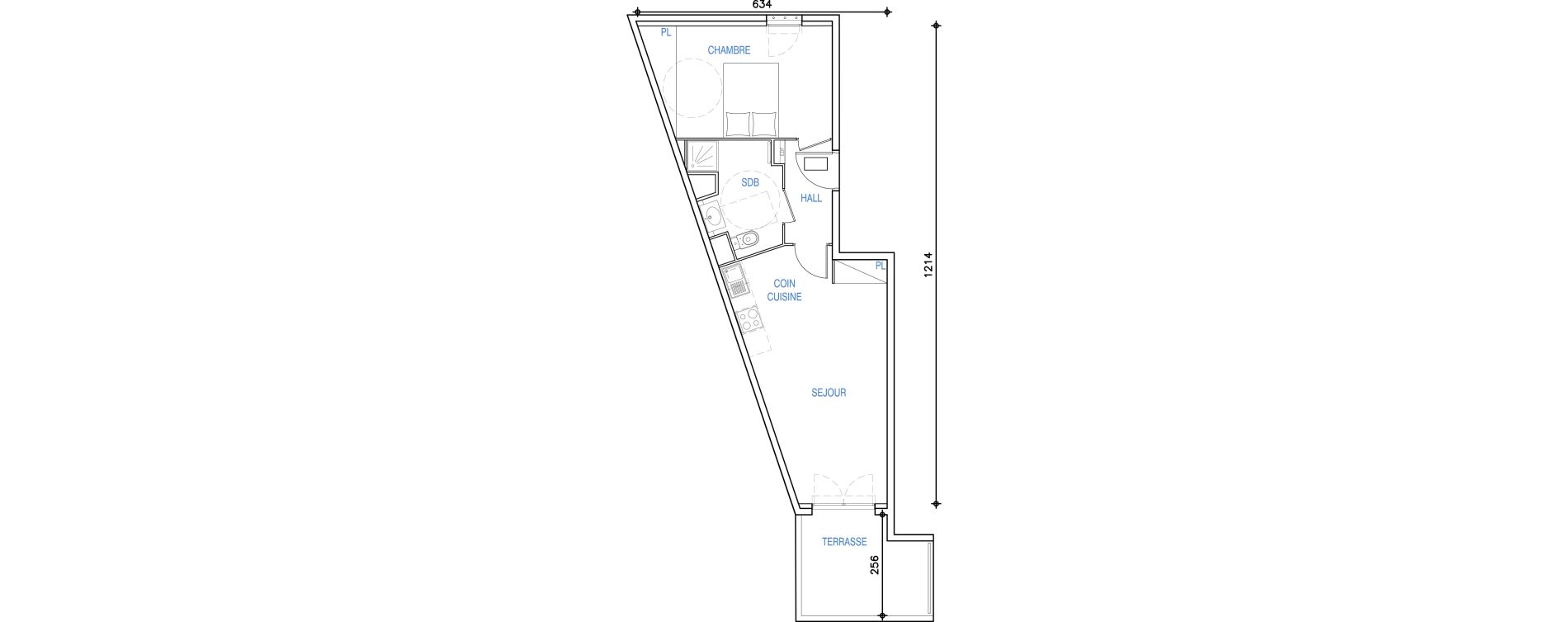 Appartement T2 de 42,23 m2 &agrave; Ch&acirc;teauneuf-Grasse Centre