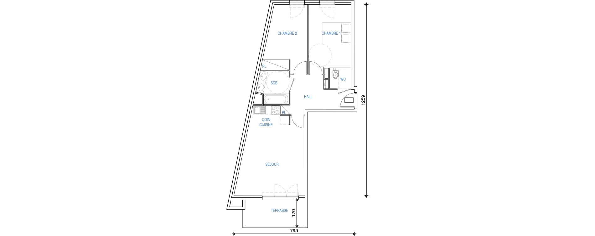 Appartement T3 de 61,41 m2 &agrave; Ch&acirc;teauneuf-Grasse Centre