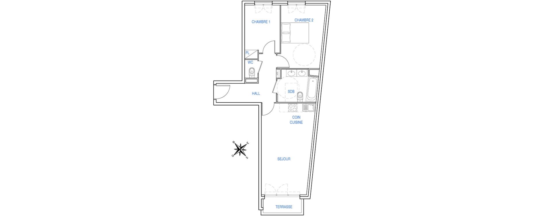 Appartement T3 de 56,46 m2 &agrave; Ch&acirc;teauneuf-Grasse Centre