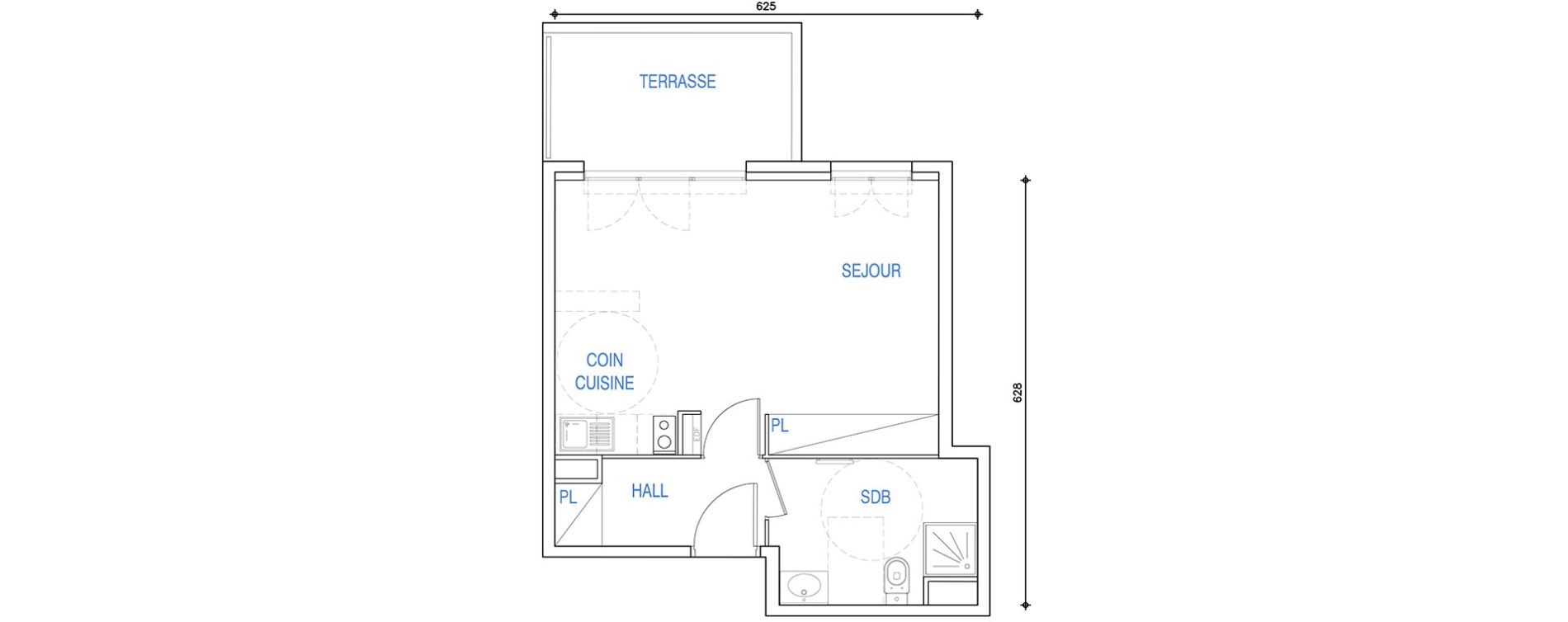 Appartement T1 de 32,81 m2 &agrave; Ch&acirc;teauneuf-Grasse Centre