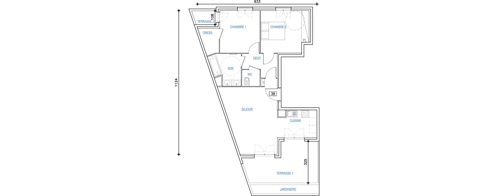 Appartement T3 de 75,66 m2 &agrave; Ch&acirc;teauneuf-Grasse Centre