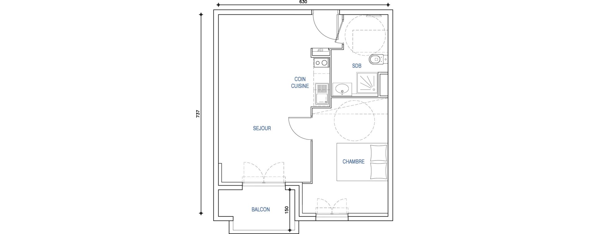 Appartement T2 de 41,66 m2 &agrave; Ch&acirc;teauneuf-Grasse Centre