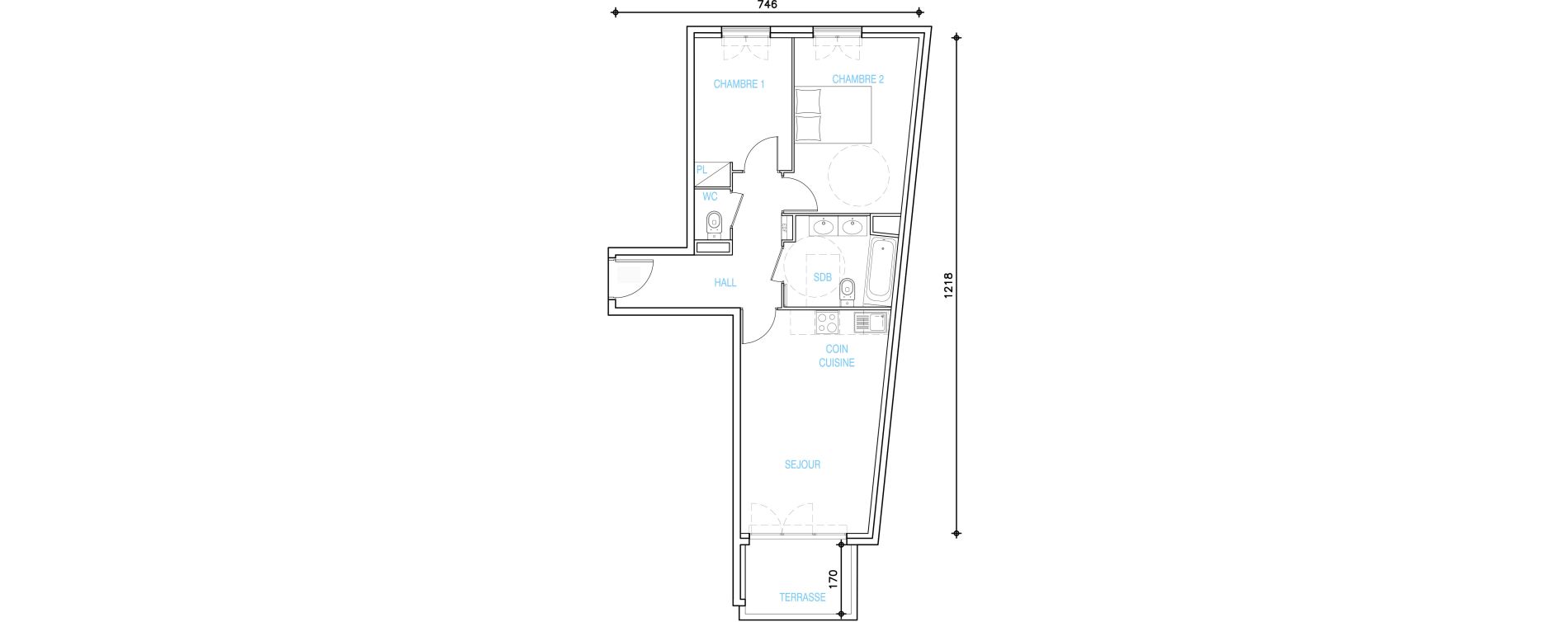 Appartement T3 de 54,11 m2 &agrave; Ch&acirc;teauneuf-Grasse Centre