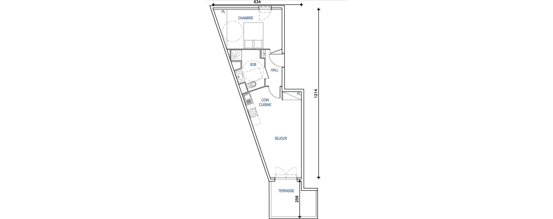 Appartement T2 de 42,23 m2 &agrave; Ch&acirc;teauneuf-Grasse Centre