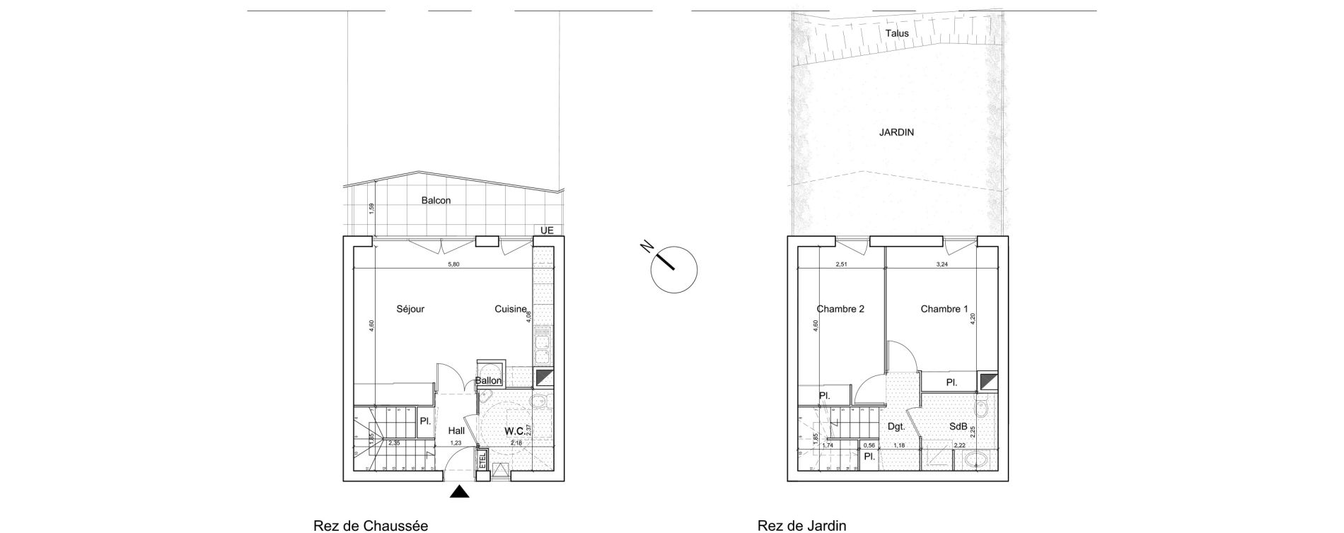 Appartement T3 de 65,40 m2 &agrave; Ch&acirc;teauneuf-Villevieille Centre