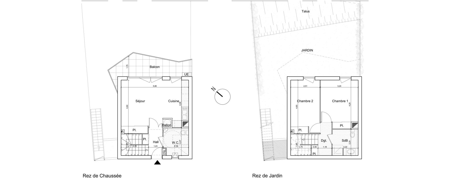 Appartement T3 de 34,70 m2 &agrave; Ch&acirc;teauneuf-Villevieille Centre
