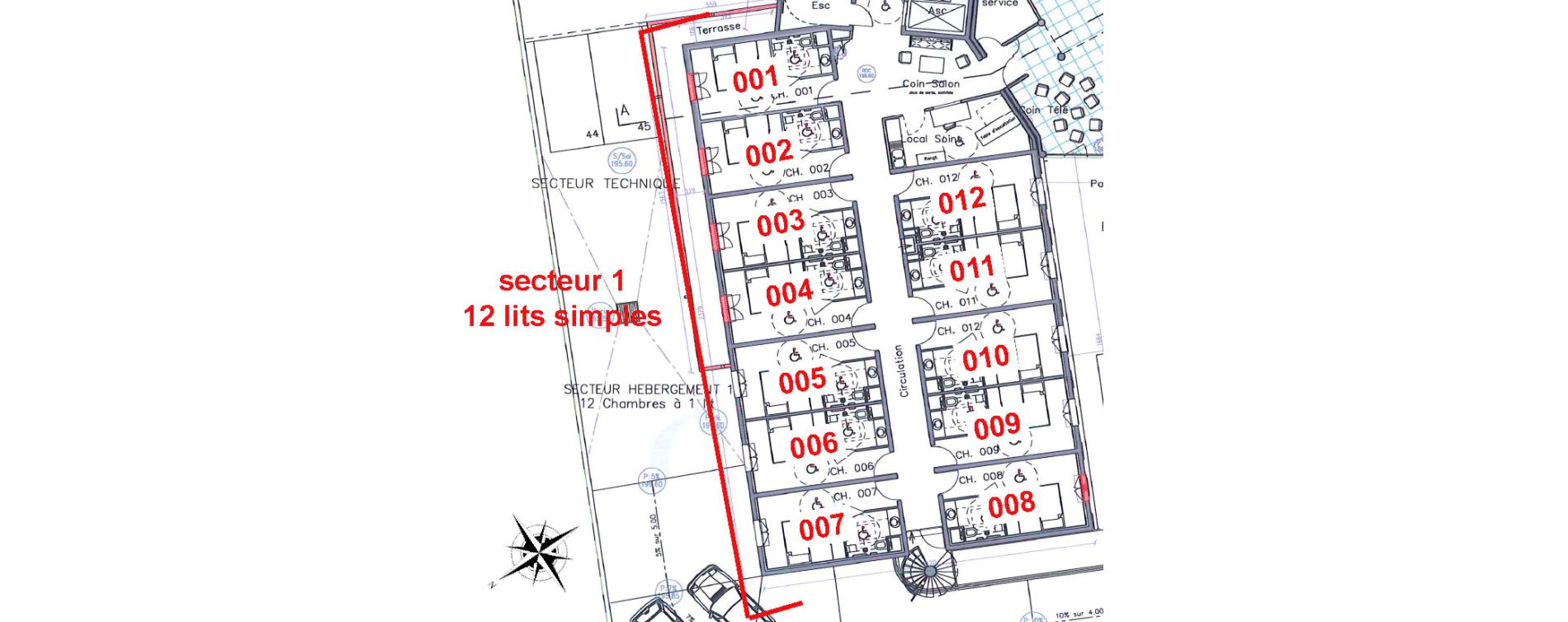 Chambre de 17,30 m2 &agrave; Drap Centre