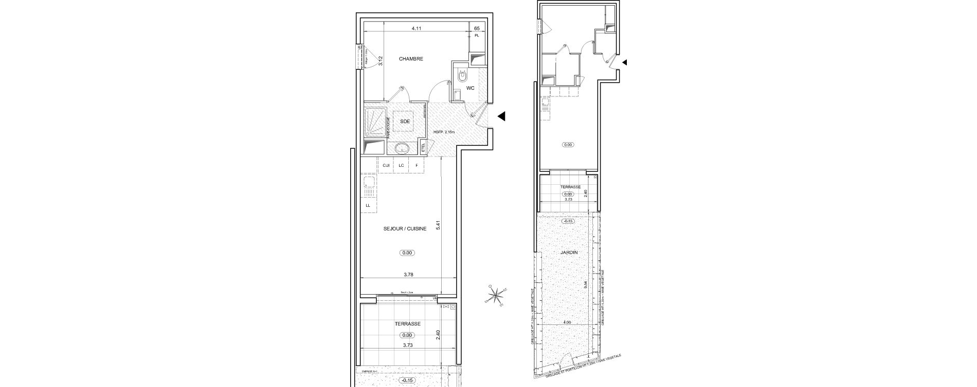 Appartement T2 de 43,39 m2 &agrave; &Egrave;ze Centre