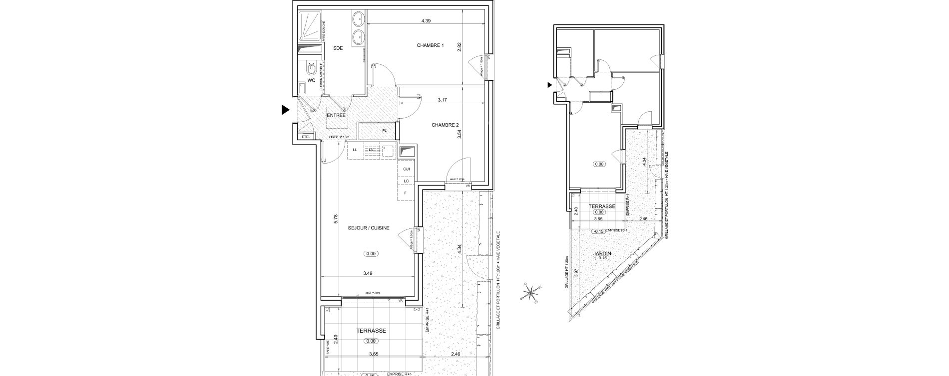 Appartement T3 de 55,88 m2 &agrave; &Egrave;ze Centre