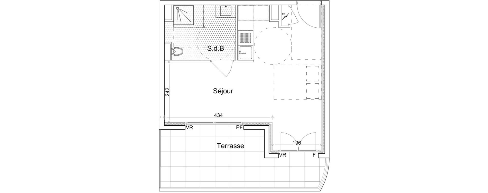 Appartement T1 de 30,76 m2 &agrave; &Egrave;ze Centre