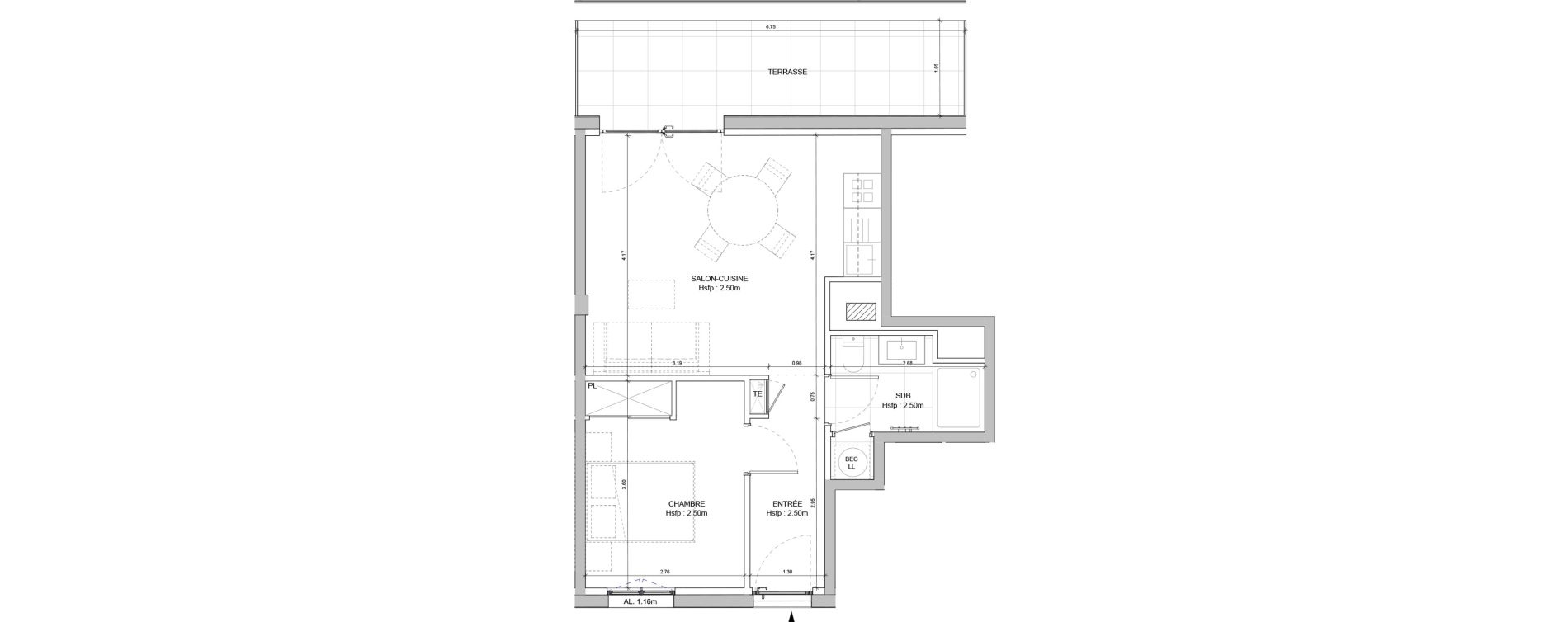 Appartement T2 de 38,94 m2 &agrave; Falicon Centre